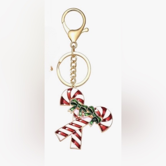 NEW Candy Cane Keychain/bag charm with Gold Accents - Picture 3 of 5